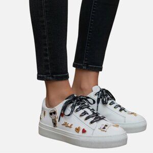Karl Lagerfeld Cate Pins Lace Up White Sneakers Size 6